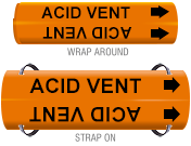 Accuform RPK683SSH Self-StickSULFURIC Acid Pipe Marker for 8 to 10 OD Pipe Black on Orange 4 H x 24 W
