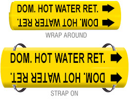 DOM. HOT WATER RET. PIPE MARKER