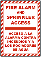 Fire Alarm and Sprinkler Access / Acceso a la alarma contra incendios