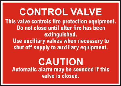 Control Valve Sign, This Valve Controls Fire Protection Equipment