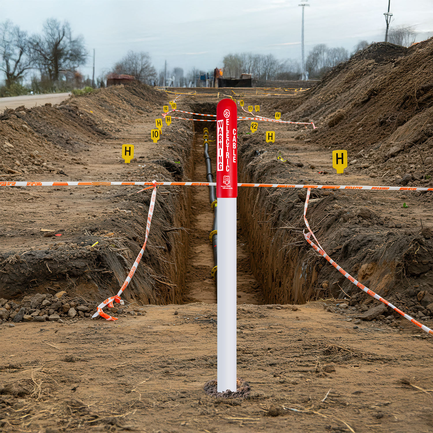 Warning Buried Cable Bullet Marker