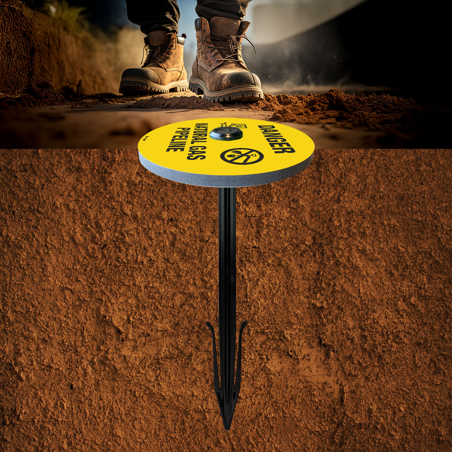 Danger Natural Gas Pipeline Soil Marker 
