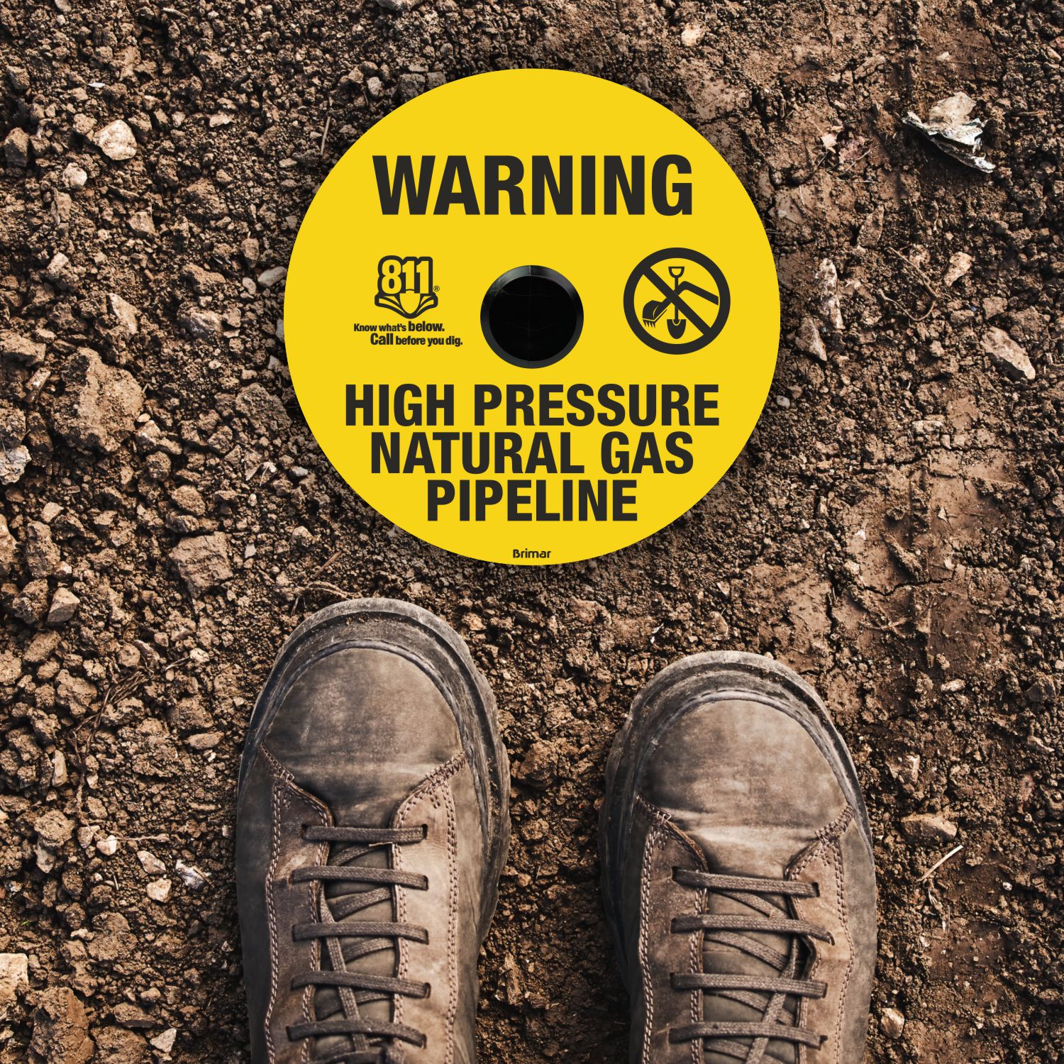 Warning High Pressure Natural Gas Pipeline Soil Marker