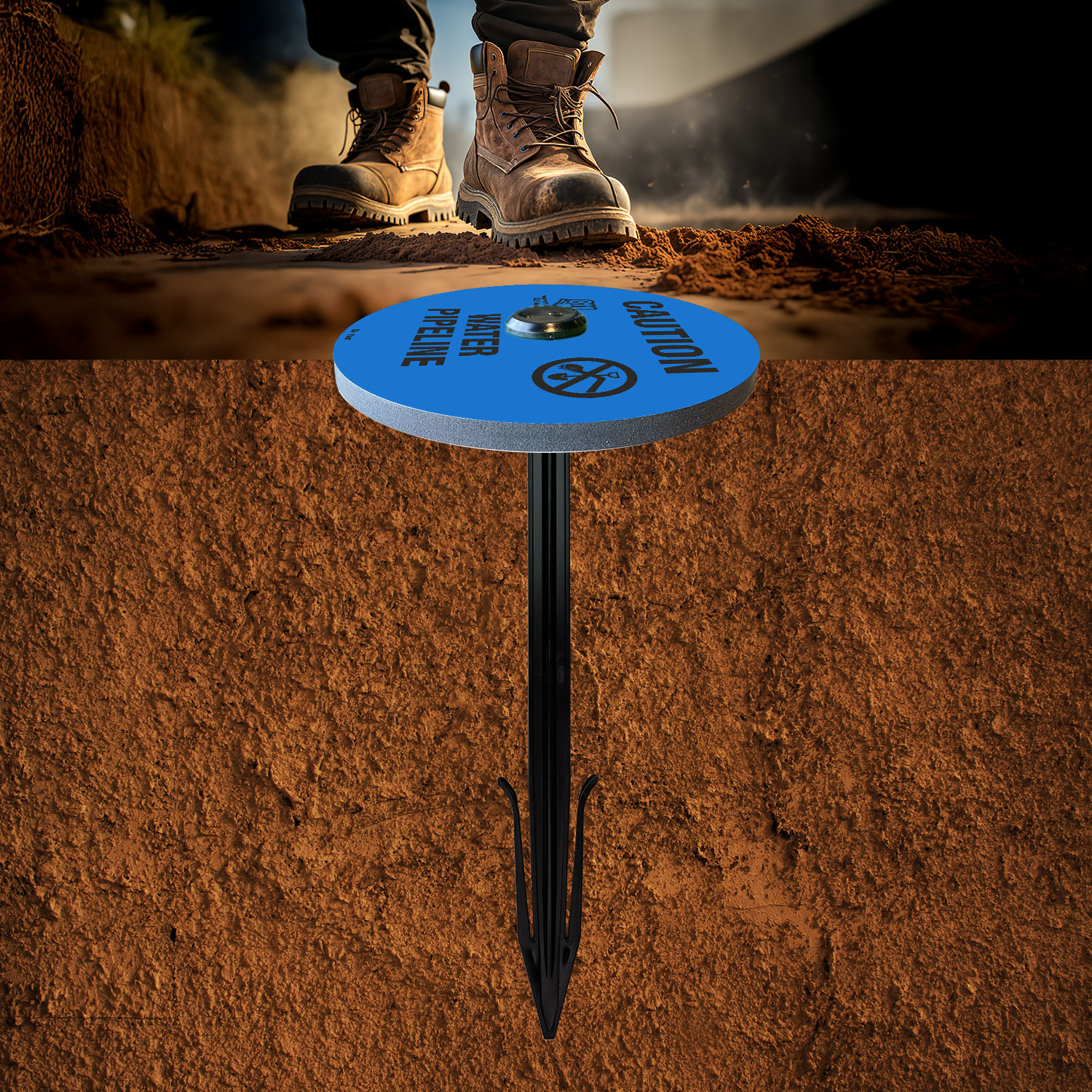 Caution Water Pipeline Soil Marker 