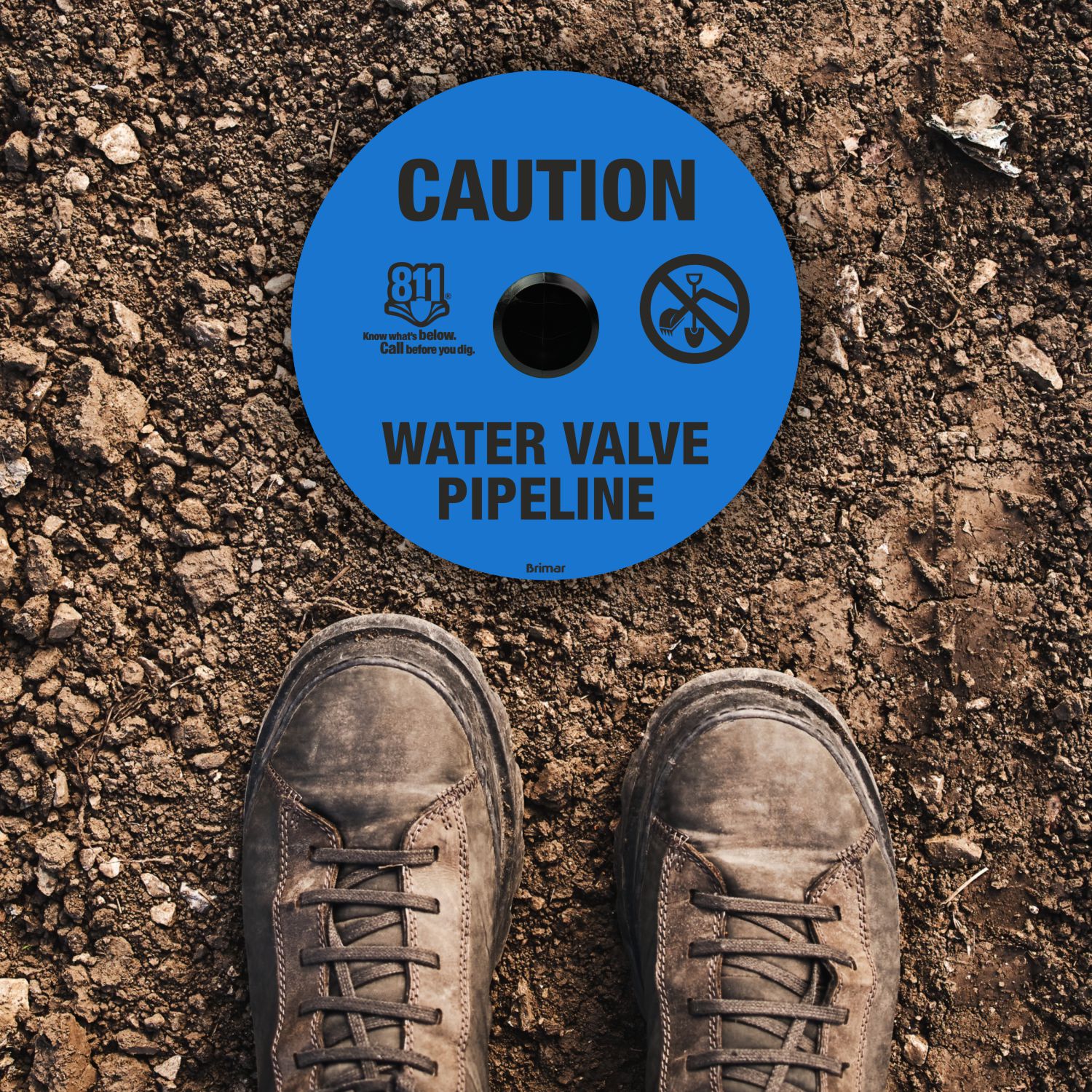 Caution Water Valve Pipeline Soil Marker 