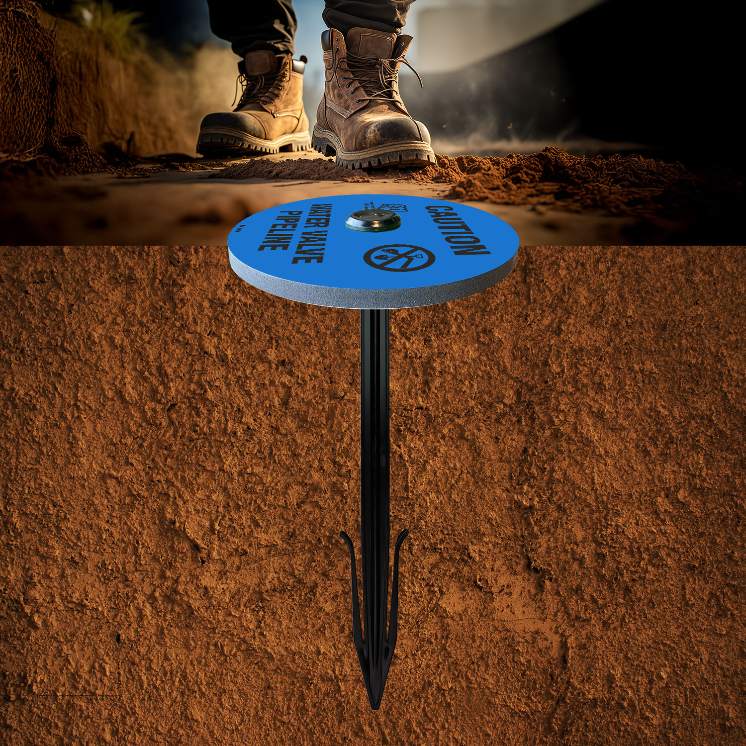 Caution Water Valve Pipeline Soil Marker 