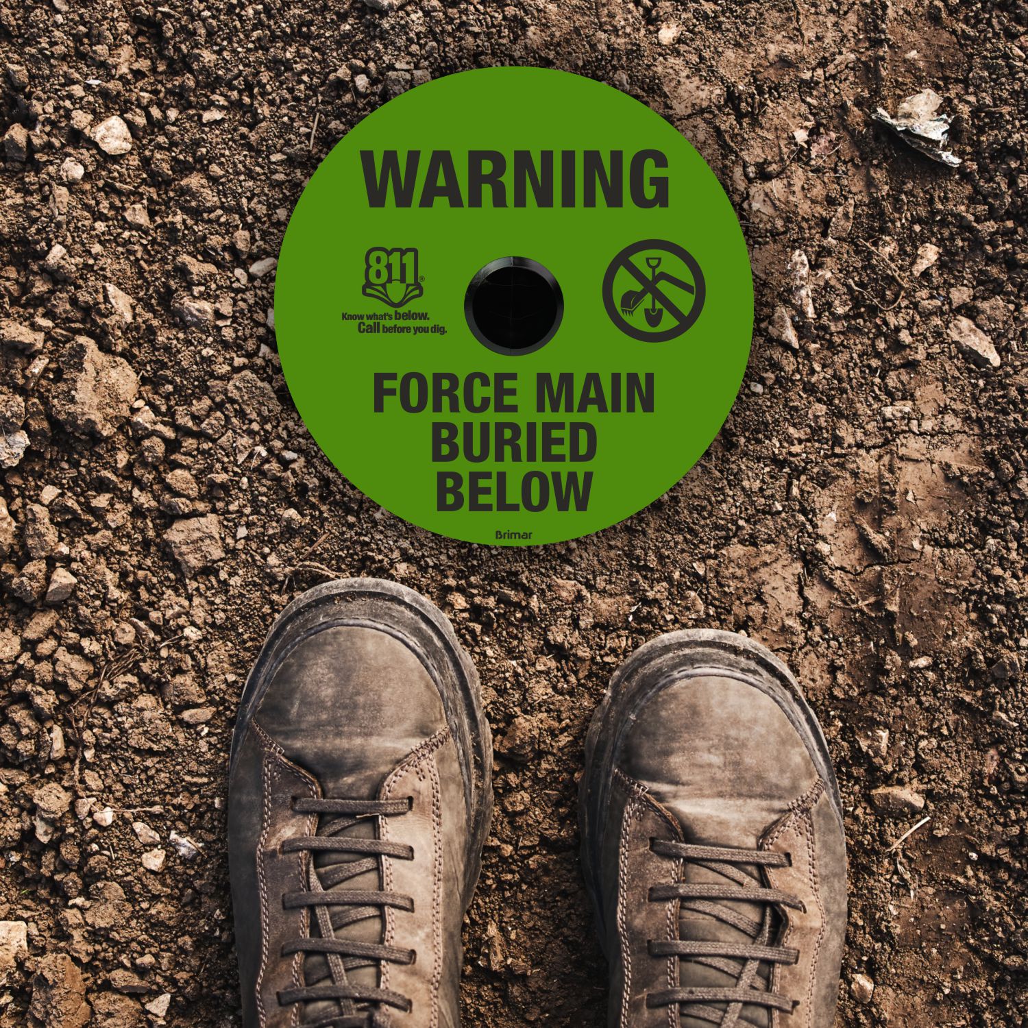Warning Force Main Buried Soil Marker