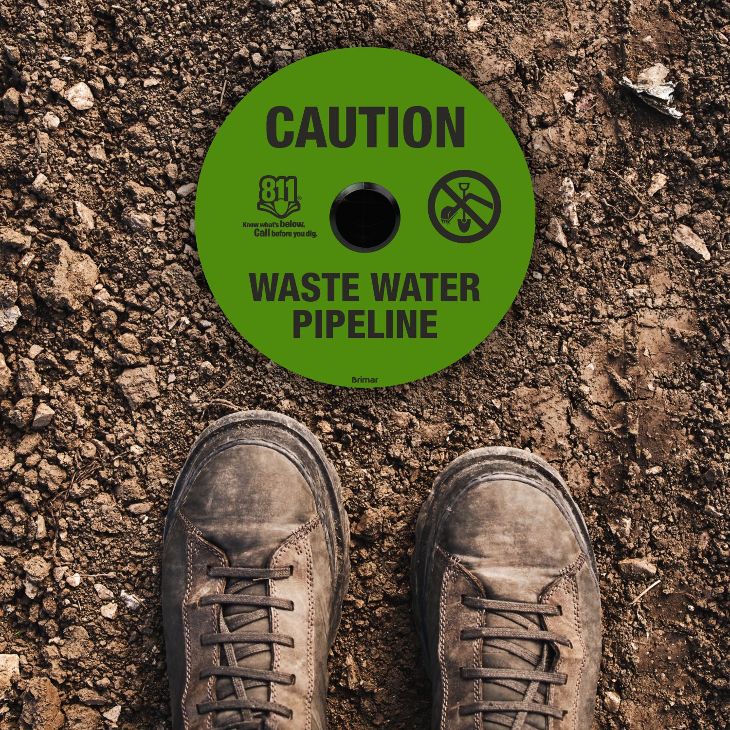 Caution Waste Water Pipeline Soil Marker