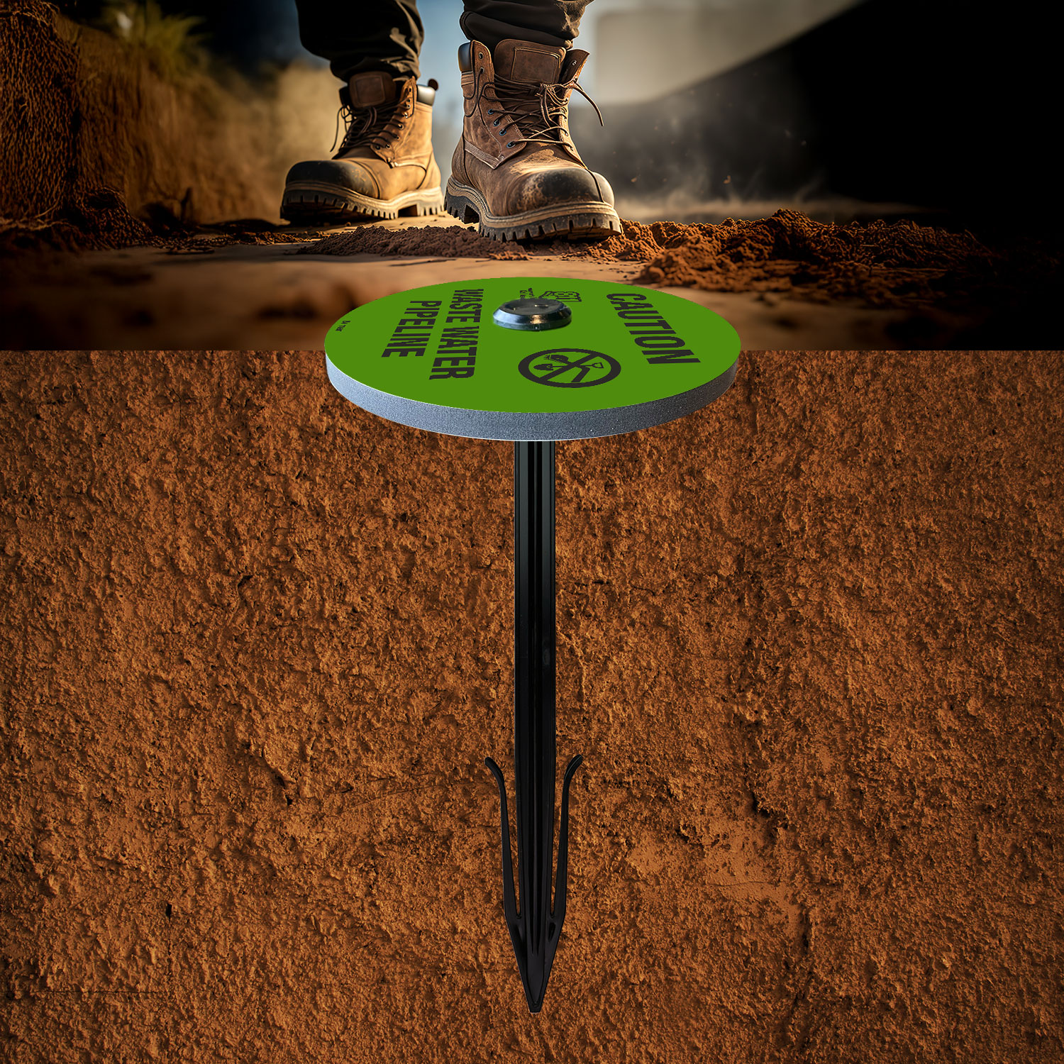 Caution Waste Water Pipeline Soil Marker