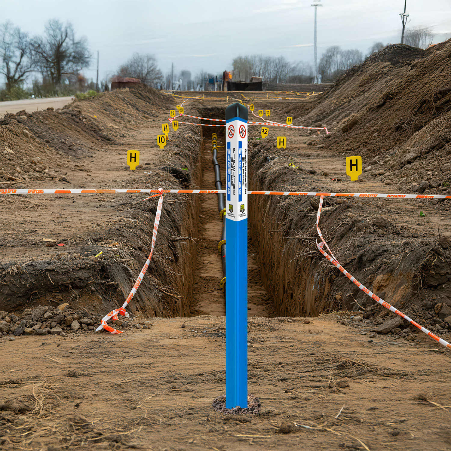 Warning Water Pipeline Triangular Marker