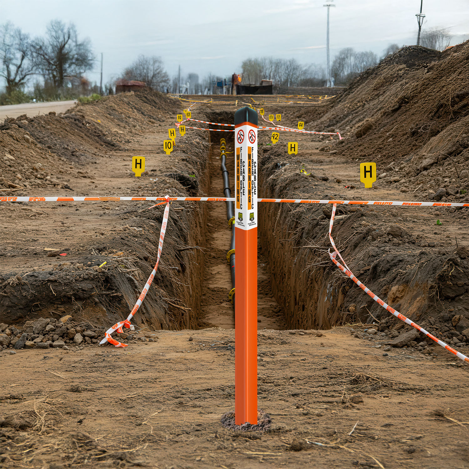 Warning Fiber Optic Cable Triangular Marker