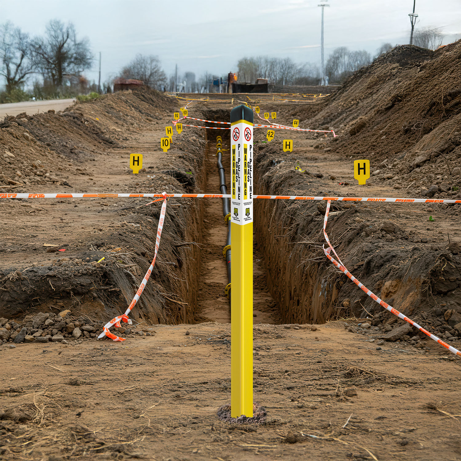 Warning High Pressure Natural Gas Pipeline Triangular Marker
