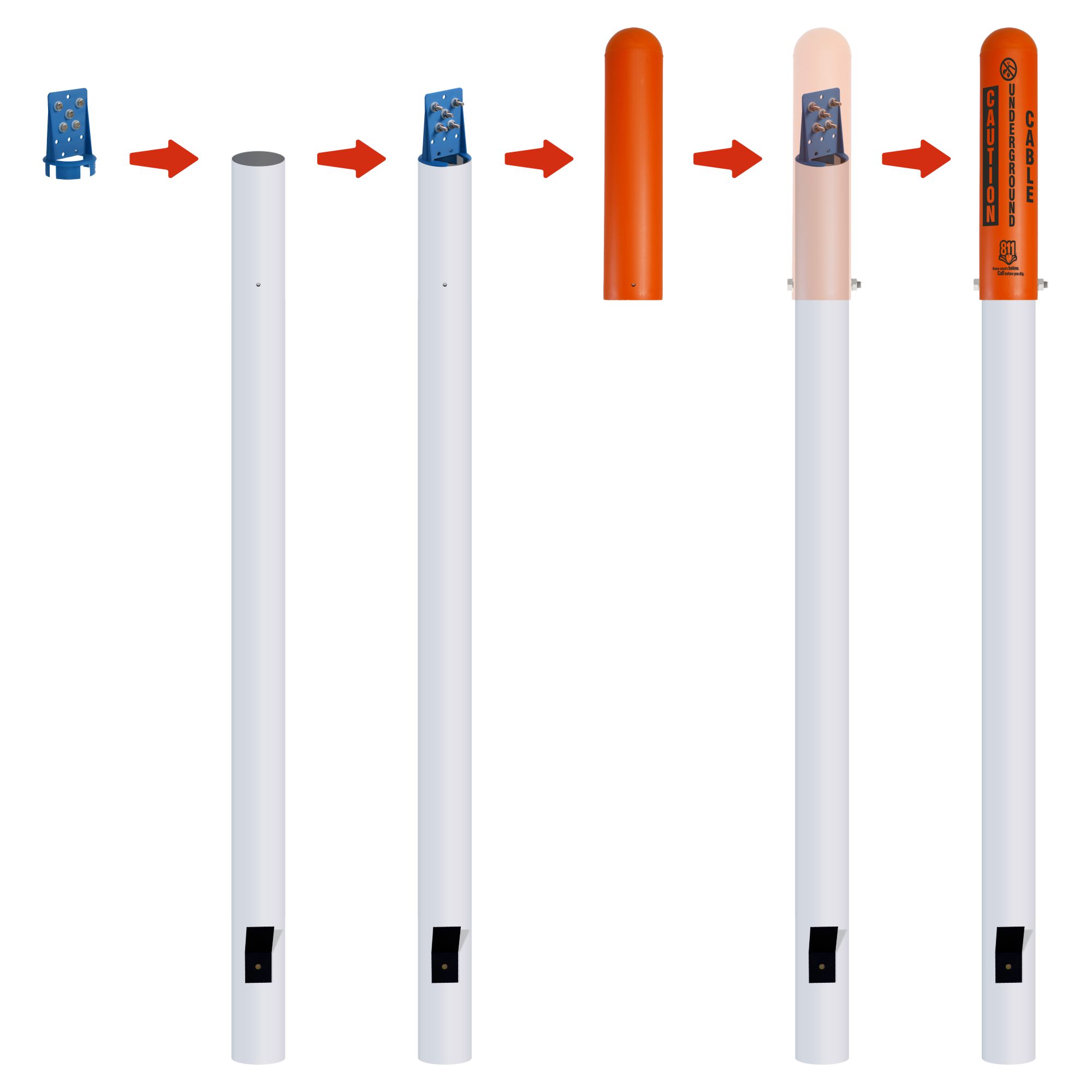 Caution Underground Cable Locator Bullet Marker