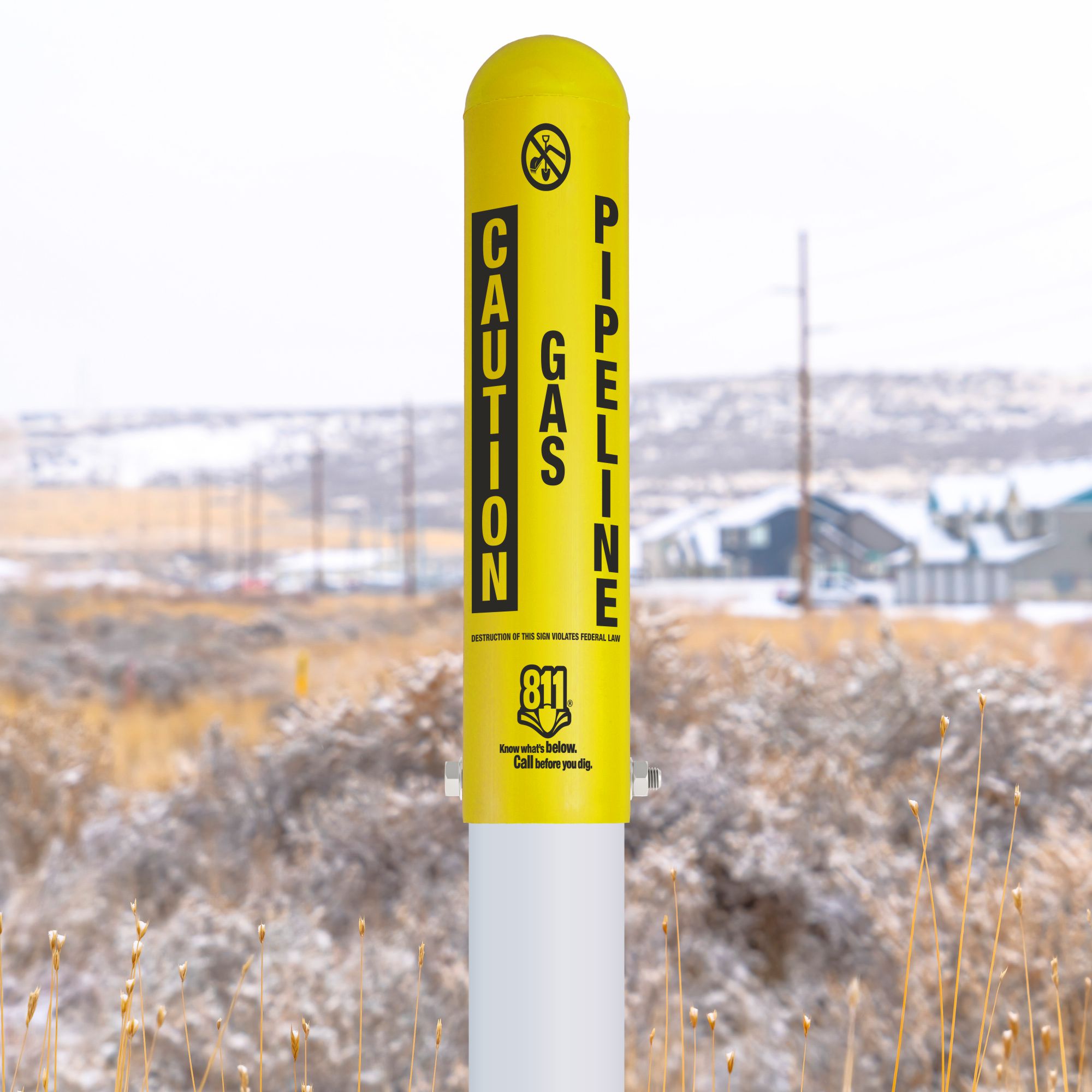 Caution Gas Pipeline Locator Bullet Marker