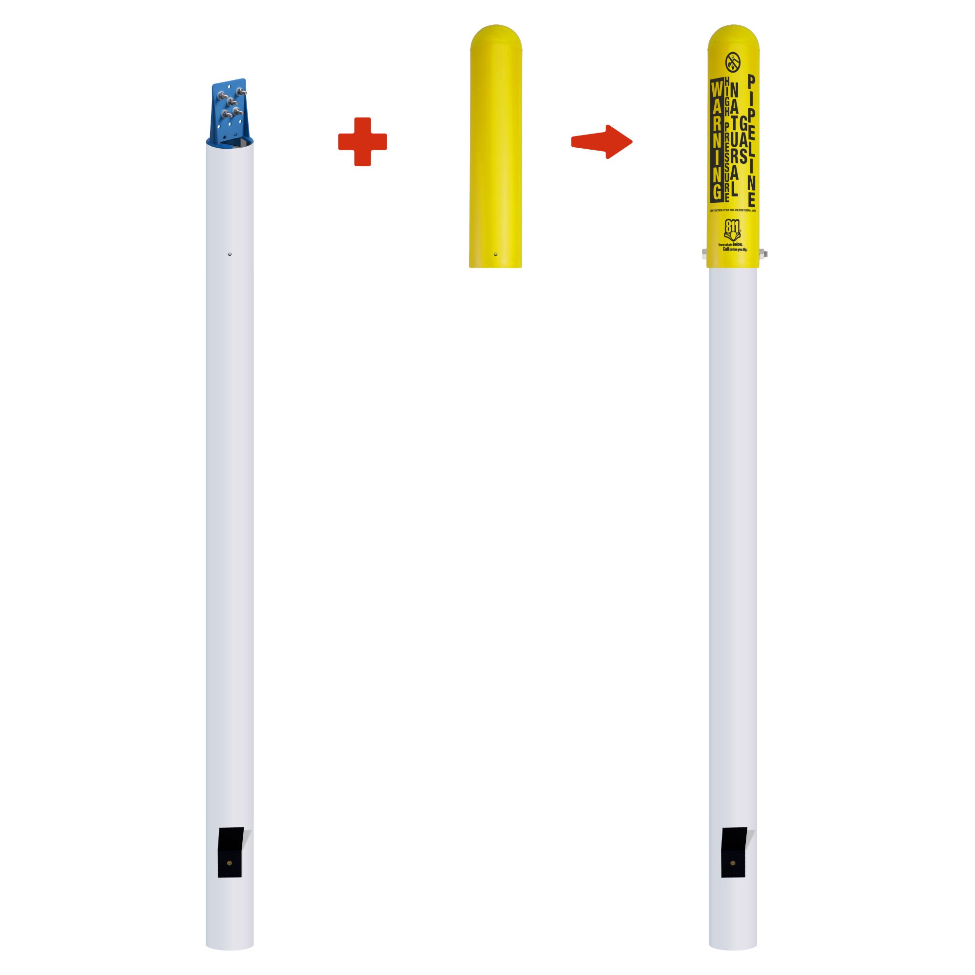 Warning High Pressure Natural Gas Pipeline Locator Bullet Marker