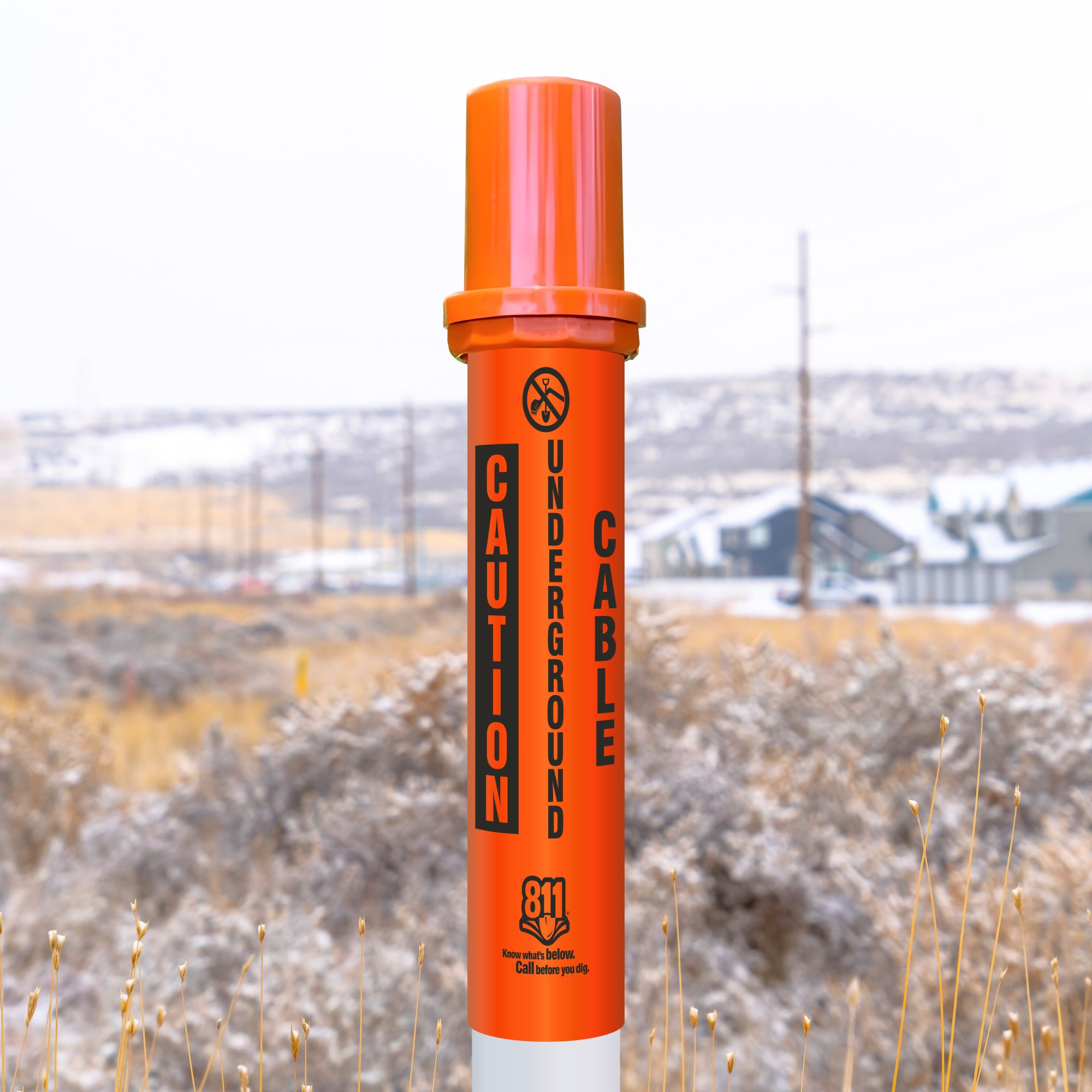 Caution Underground Cable Locator Bullet Marker With Top Hat