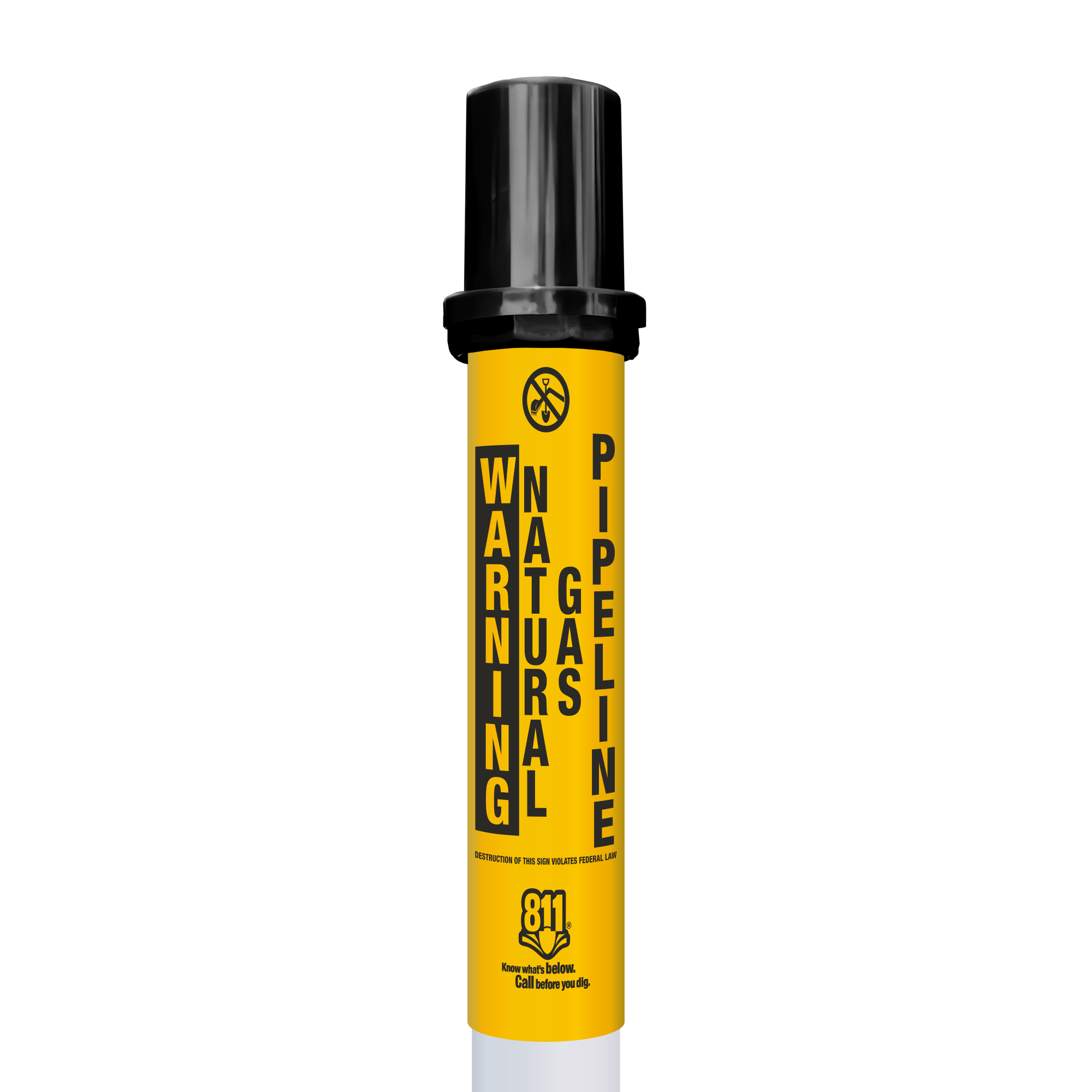 Warning Natural Gas Pipeline Locator Bullet Marker With Top Hat