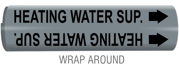 Heating Water Sup. Snap-Around and Strap-On Pipe Marker
