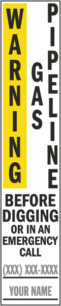 Custom Warning Gas Pipeline Label - PipeMarker.com