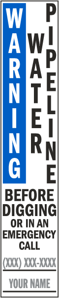 Custom Warning Water Pipeline Label - PipeMarker.com