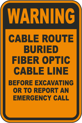 Isolated Cable Sign Custom Warning Cable Route Buried Fiber Optic Cable Sign - PipeMarker.com
