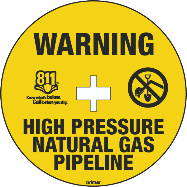 Warning High Pressure Natural Gas Pipeline Soil Marker