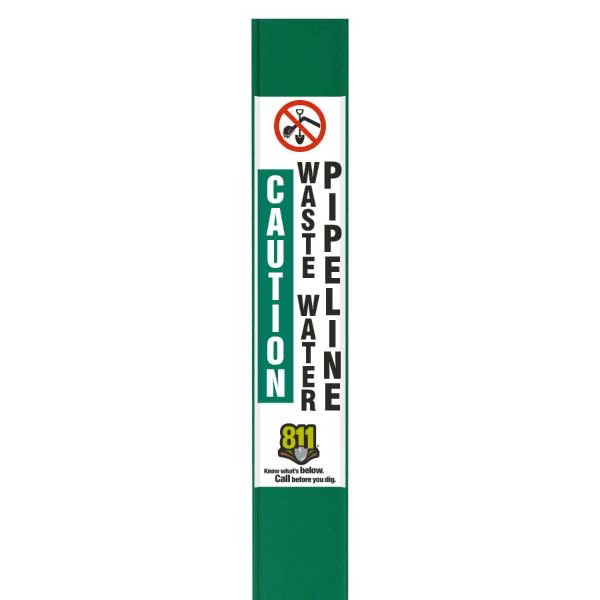 Caution Waste Water Pipeline Flat Marker