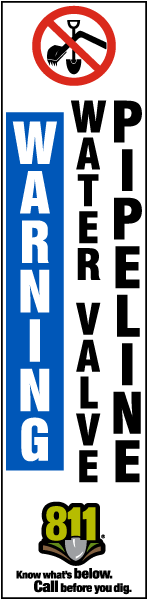 Warning Water Valve Pipeline Flat Marker