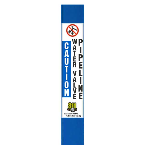 Caution Water Valve Pipeline Flat Marker