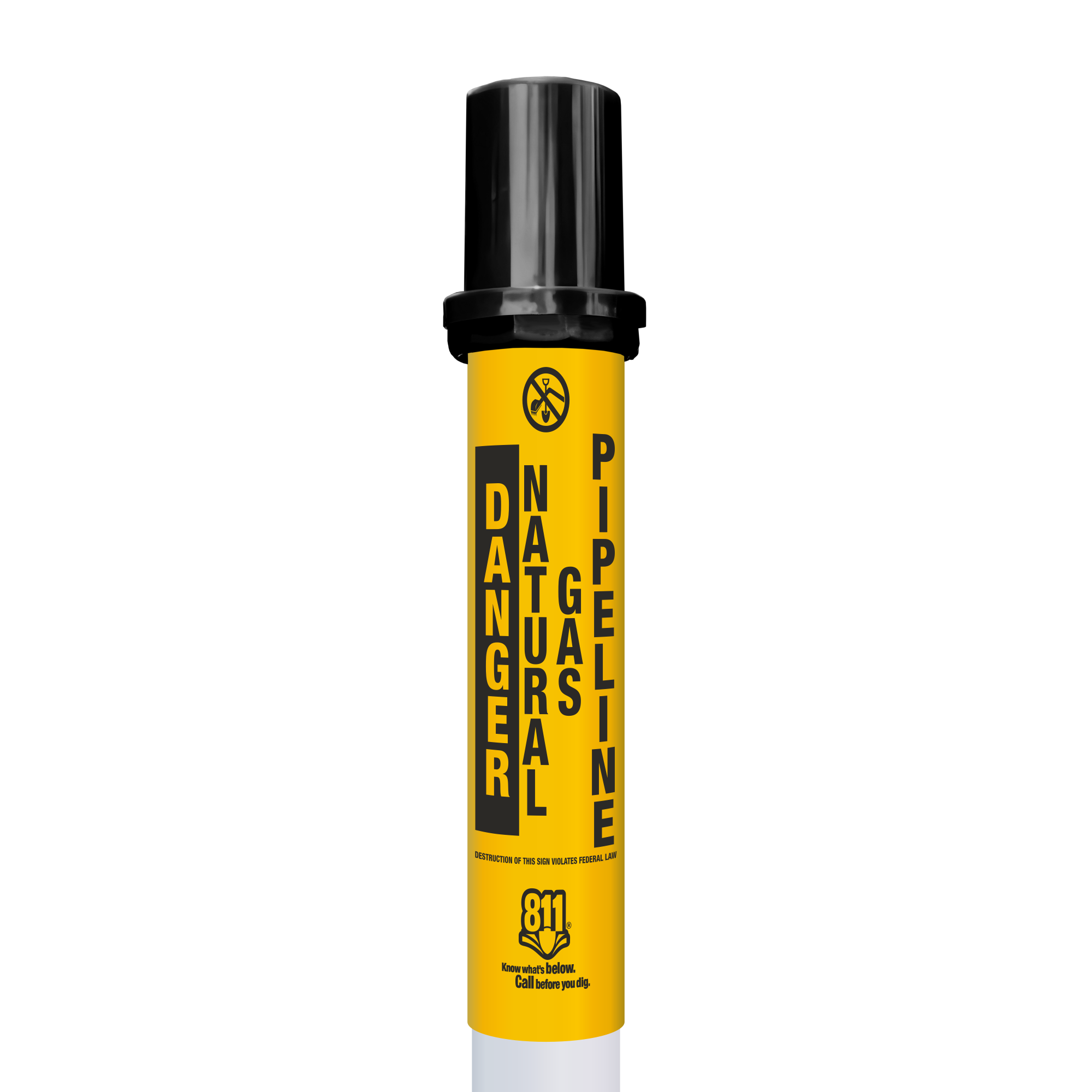 Danger Natural Gas Pipeline Locator Bullet Marker With Top Hat