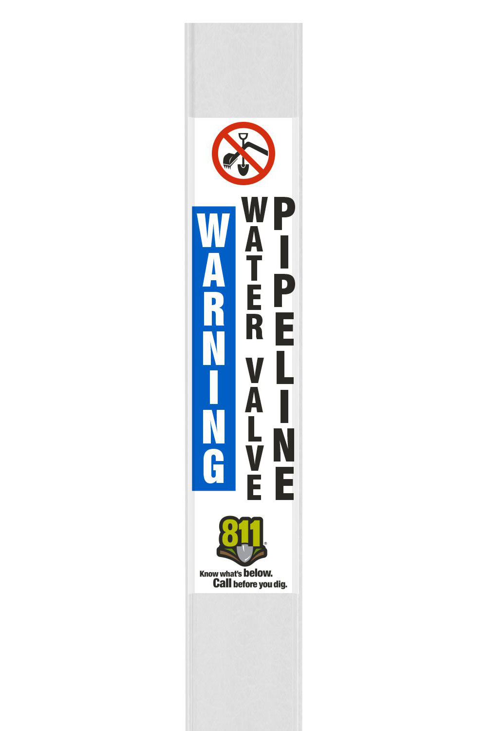 White Warning Water Valve Utility Flat Marker