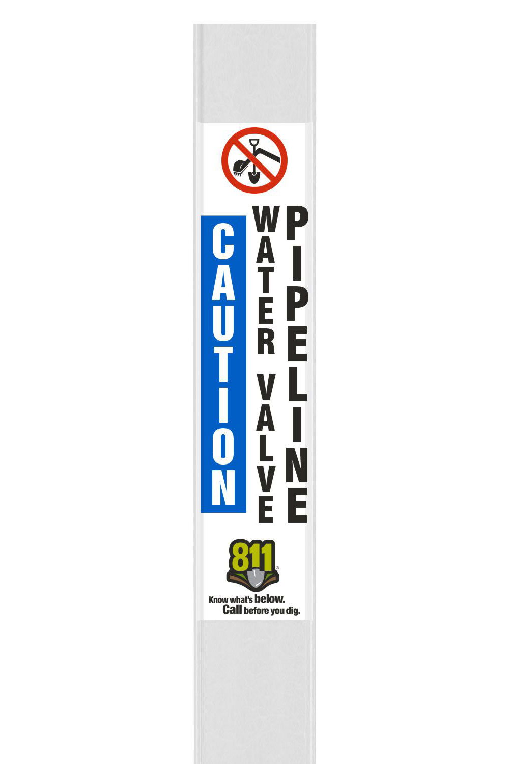 White Caution Water Valve Utility Flat Marker