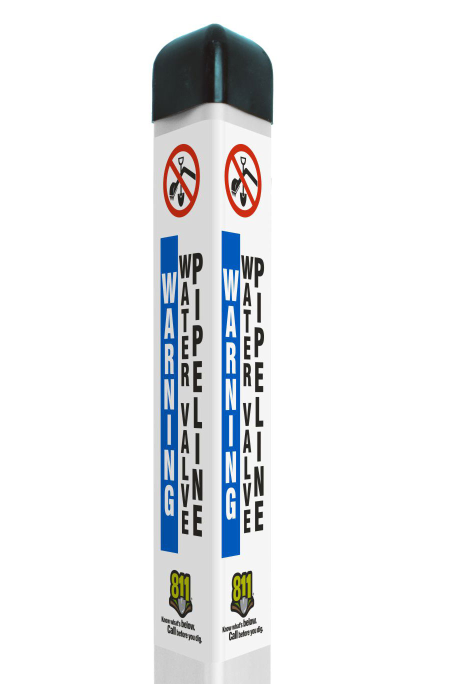 White Warning Water Valve Utility Triangular Marker