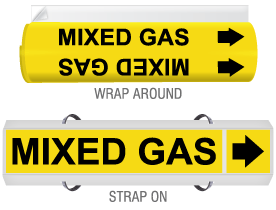 Mixed Gas High-Performance Wrap Around and Strap-On Pipe Marker