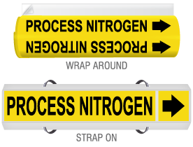 Process Nitrogen High-Performance Wrap Around and Strap-On Pipe Marker