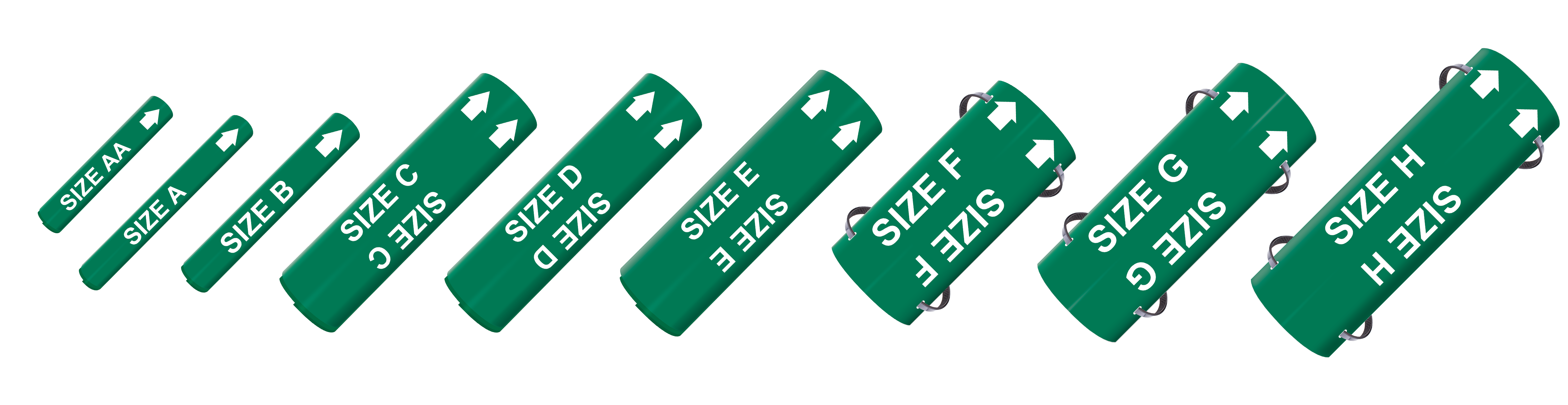 Snap-Around and Strap-On Pipe Marker Sizes
