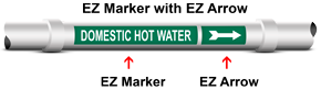 Illustration of EZ Pipe Marker with EZ Arrow in compliance with ASME A13.1